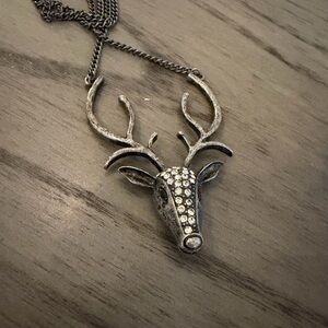 Silver Deer Pendant Necklace
